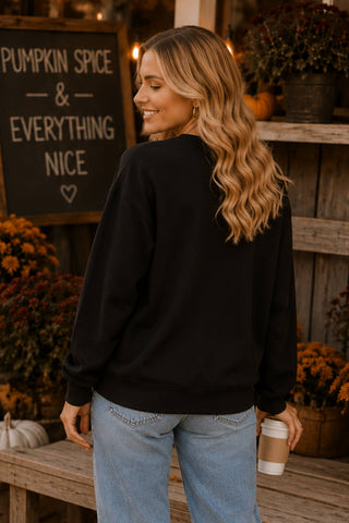 Halloween Pumpkin Skeleton Printed Graphic Crewneck