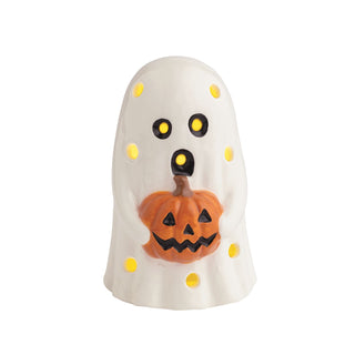 Ghost Holding Pumpkin LED Sitter