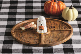 Ghost Holding Pumpkin LED Sitter