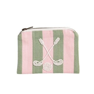 Pink Stripe Golf Beaded Pouch