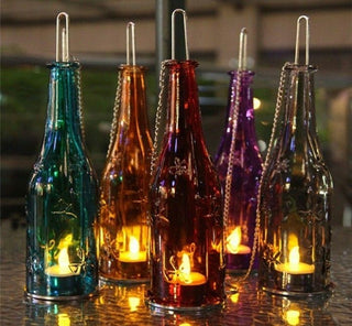Tea Light Hanging Glass Bottles