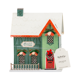 VIL1351 - Green Cocoa Cafe Light Up Christmas Village House