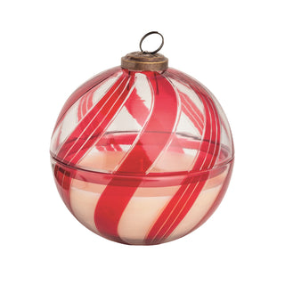Candy Cane Glass Candle