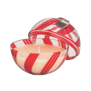 Candy Cane Glass Candle