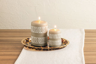 Greek Key Pillar Candle