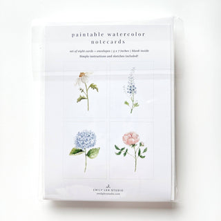 Garden Flowers Paintable Watercolor Notecard Set