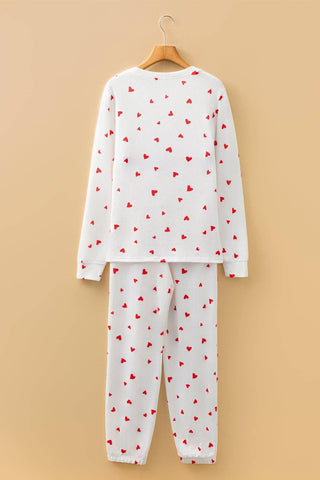 Red Hearts Long Sleeve Lounge Pant Set