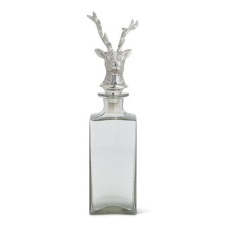Square Glass Decanter w/Silver Deer Head Stopper