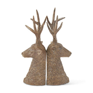 Tan Resin Deer Head Bookends Set