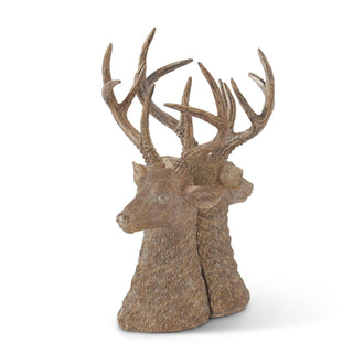 Tan Resin Deer Head Bookends Set