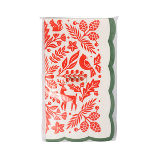 WDC1339 - Red Woodland Christmas Paper Dinner Napkins