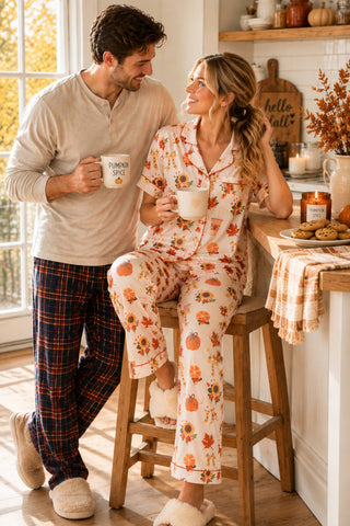 Pumpkin Spice Fall Print Pajama Set