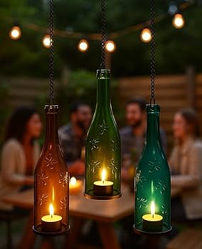 Tea Light Hanging Glass Bottles