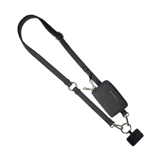 Clip & Go Brushed Vegan Leather Phone Lanyard - Rfid Pouch