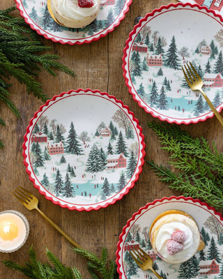 CHR1319 - Snowy Christmas Village 9" Bamboo Plates
