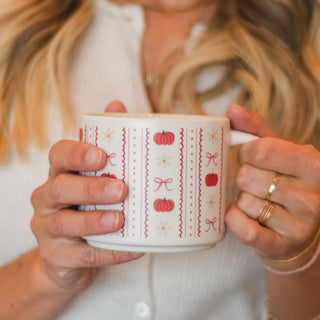 Pumpkins, Bows & Florals Fall Large Ceramic Coffee Mug