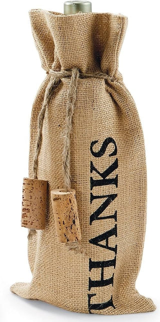 Thanks Burlap Wine Bag