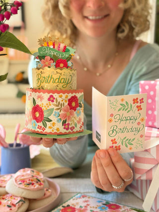 Mini Blooming Birthday Cake Pop-up Greeting Cards