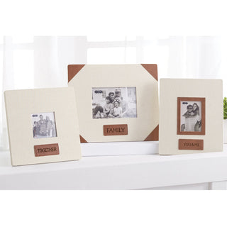 You and Me Linen & Leather Frame