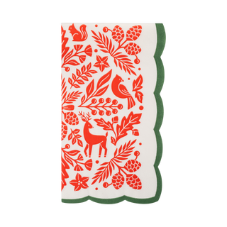 WDC1339 - Red Woodland Christmas Paper Dinner Napkins