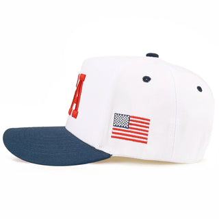 C.C White Crown Flag Letter on Two Tone Trucker Hat