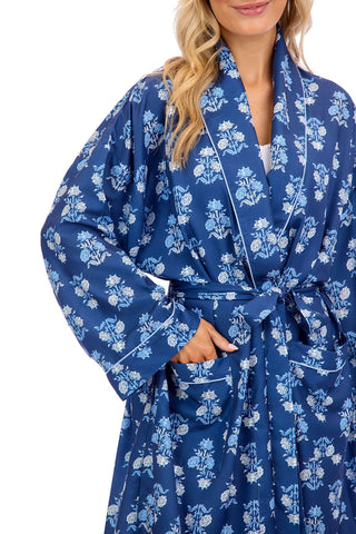 Blue Floral Block Print Robe