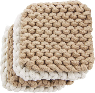 Taupe Crochet Coaster Set