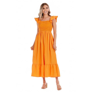 Orange Smocked Maxi Dress