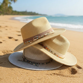 Woven Multicolor Trim Summer Straw Fedora Sun Hat