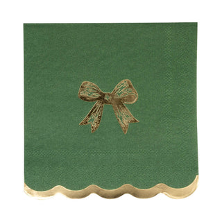 Gold/Green Bow Cocktail Napkin