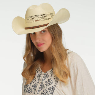 C.C Leather Band Patterned Paper Toyo Cowboy Hat
