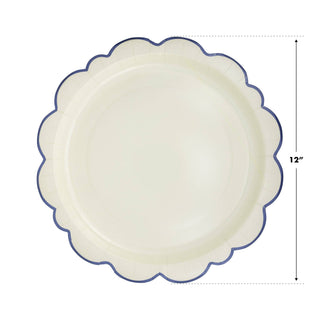 Pembroke Cream with Blue Edge 12" Paper Plate