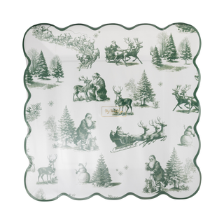 WTL1340 - Green Christmas Toile 9" Paper Dinner Plates