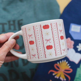 Pumpkins, Bows & Florals Fall Large Ceramic Coffee Mug