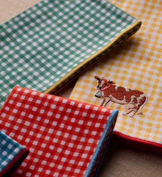 Home Sweet Home Embroidered Cotton Napkins, Assorted Set of 4