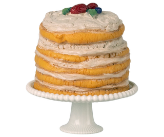 Maileg Party Cake And Cake Stand- Mouse- Off White