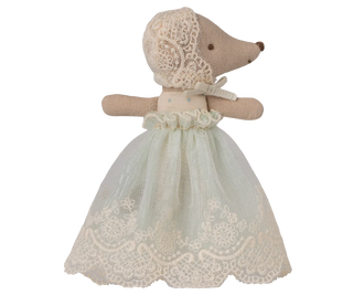Maileg Baby Mouse In Gown- Mint