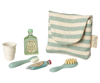 Maileg Toothbrush Set In Bag- Blue Stripe