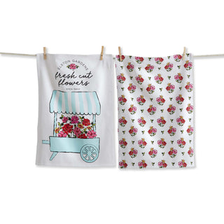 Flower Cart Dish Towel