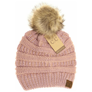 C.C. Beanie Metallic Fur Pom Beanie