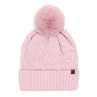C.C. Beanie Chain Link Knitted Matching Pom Beanie