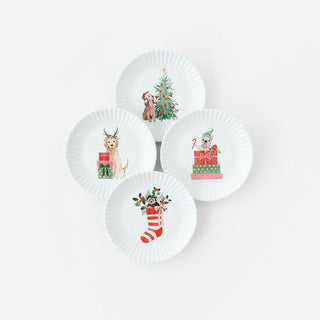 Santa Paws Plates Set of 4