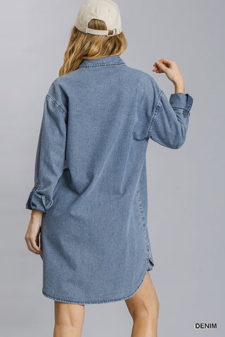 Half Button Denim Dress