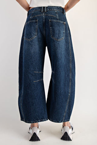 Dark Washed Barrel Leg Jeans