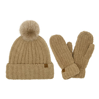 C.C. Beanie Cozy Yarn Hat & Mitten Set