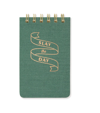 Twin Wire Cloth Covered Notepad- Slay The Day