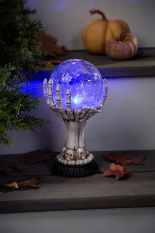 LED Skull Hand Globe Statuary