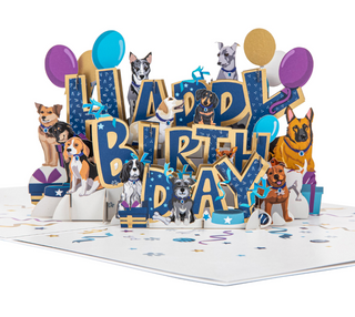 Happy Birthday With Dogs Pop Up Card