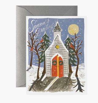 Winter Chapel Greetings Card