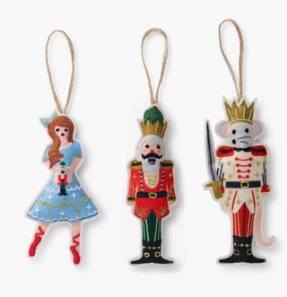 Nutcracker Set of 3 Felt Ornaments